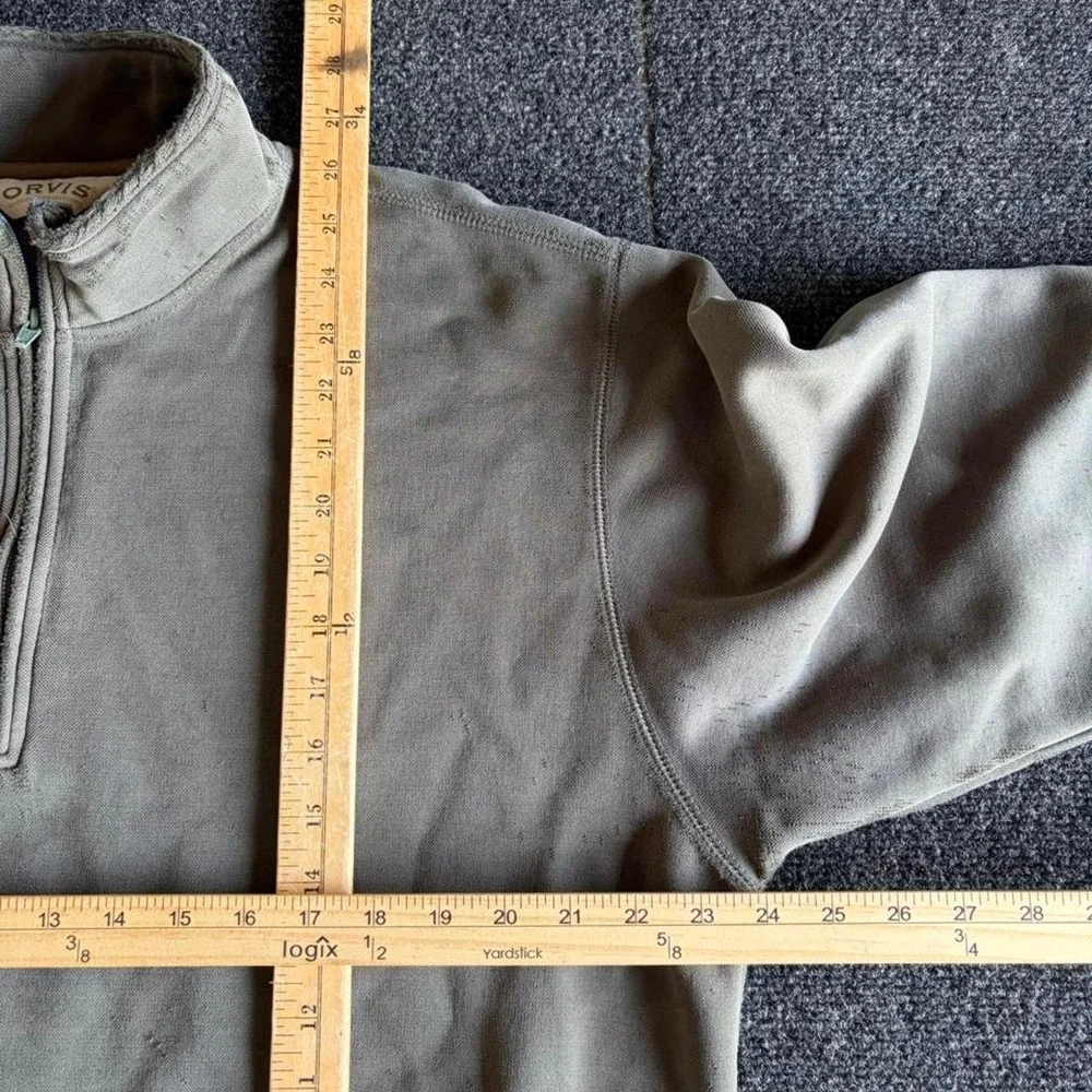 2000s orvis green elbow patch quarter zip
